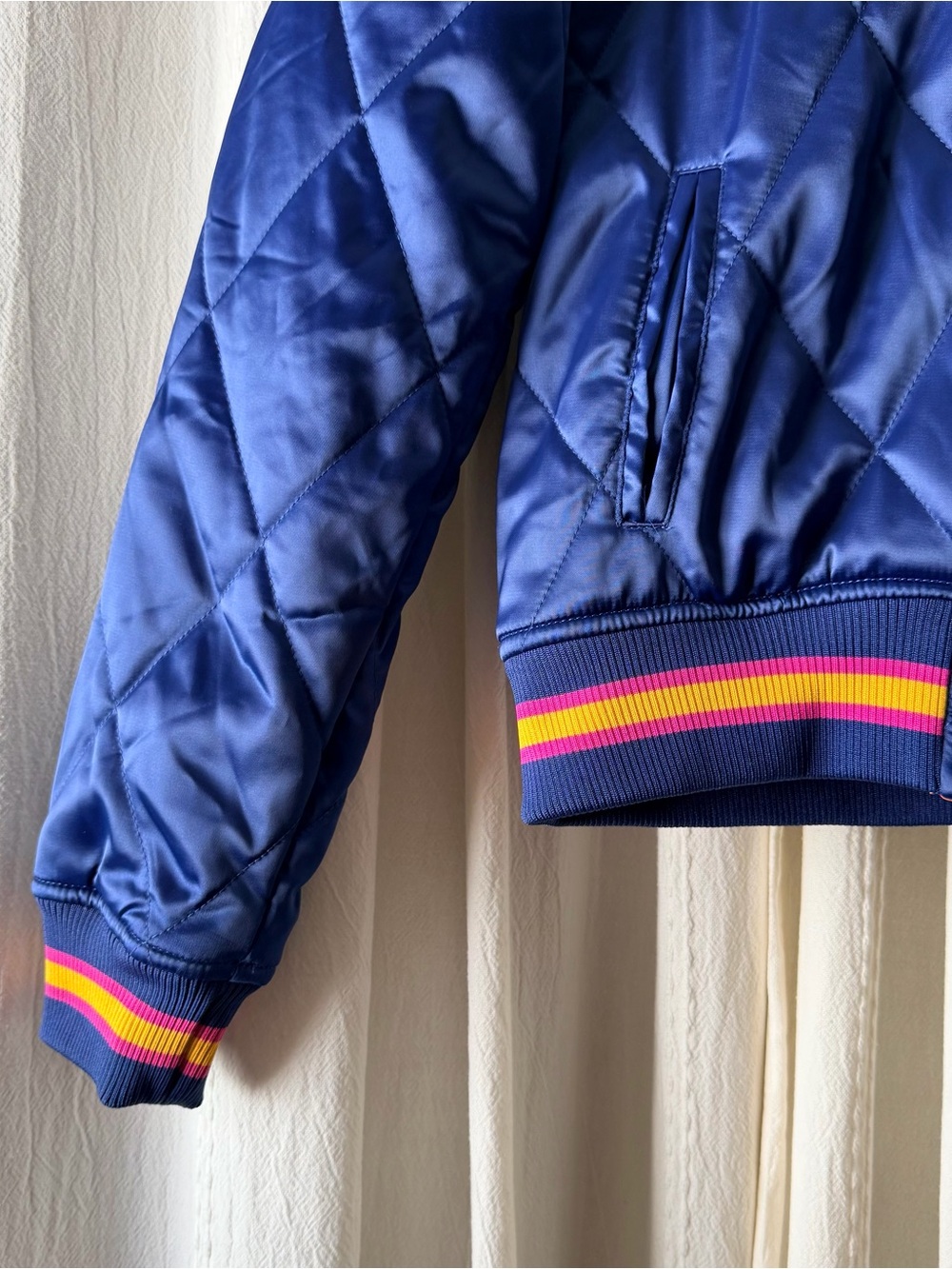 CLASSIC ROCK COUTURE The Original Blue Rising Sun Unisex Bomber Jacket 70s Retro - Picture 3 of 8